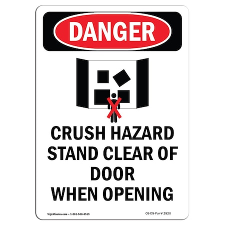 OSHA Danger Sign, Crush Hazard Stand, 5in X 3.5in Decal